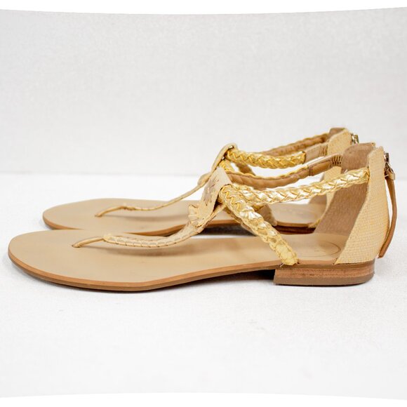 Jack Rogers Jenna Sandal Leather & Gold Detail Slide Size 7.5 VGUC - Picture 5 of 9